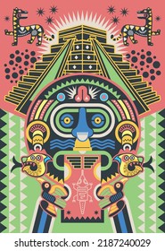 ilustración de vector decorativa azteca colorida. ornamento étnico tradicional