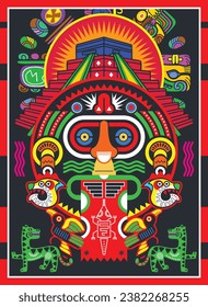 colorful aztec decorative vector illustration. traditional ethnic ornament