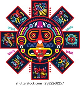 colorful aztec decorative vector illustration. traditional ethnic ornament