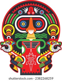 colorful aztec decorative vector illustration. traditional ethnic ornament