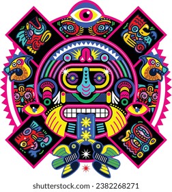 colorful aztec decorative vector illustration. traditional ethnic ornament