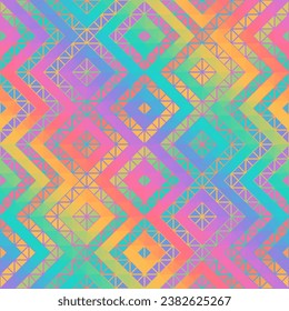 Colorful Aztec Fabric, Wallpaper and Home Decor. Abstract seamless tileable pattern.