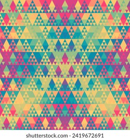 Colorful Aztec Fabric, Wallpaper and Home Decor. Abstract seamless tileable pattern. Triangles aztec background. Vector image.