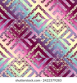 Colorful Aztec Fabric, Wallpaper and Home Decor. Abstract seamless tileable pattern. Triangles aztec background. Vector image.