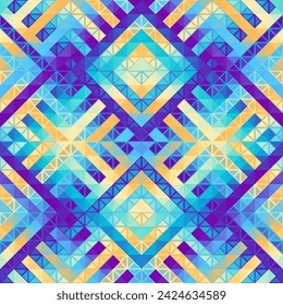 Colorful Aztec Fabric, Wallpaper and Home Decor. Abstract seamless tileable pattern. Triangles aztec background. Vector image.