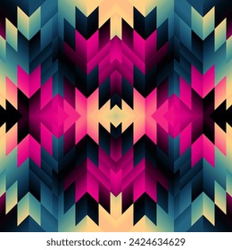 Colorful Aztec Fabric, Wallpaper and Home Decor. Abstract seamless tileable pattern. Triangles aztec background. Vector image.