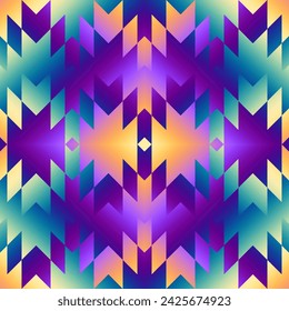 Colorful Aztec Fabric, Wallpaper and Home Decor. Abstract seamless tileable pattern. Triangles aztec background. Vector image.