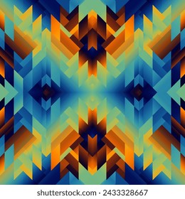 Colorful Aztec Fabric, Wallpaper and Home Decor. Abstract seamless tileable pattern. Triangles aztec background. Vector image.