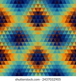 Colorful Aztec Fabric, Wallpaper and Home Decor. Abstract seamless tileable pattern. Triangles aztec background. Vector image.