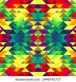 Colorful Aztec Fabric, Wallpaper and Home Decor. Abstract seamless tileable pattern. Triangles aztec background. Vector image.