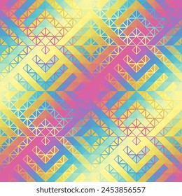 Colorful Aztec Fabric, Wallpaper and Home Decor. Abstract seamless tileable pattern. Triangles aztec background. Vector image.