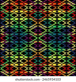 Colorful Aztec Fabric, Wallpaper and Home Decor. Abstract seamless tileable pattern. Triangles aztec background. Vector image.