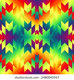 Colorful Aztec Fabric, Wallpaper and Home Decor. Abstract seamless tileable pattern. Triangles aztec background. Vector image.