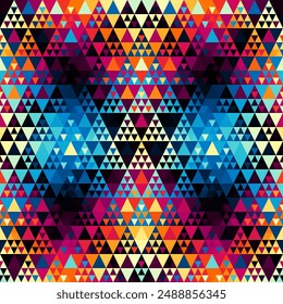 Colorful Aztec Fabric, Wallpaper and Home Decor. Abstract seamless tileable pattern. Triangles aztec background. Vector image.