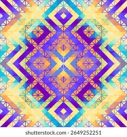 Colorful Aztec Fabric, Wallpaper and Home Decor. Abstract seamless tileable pattern. Triangles aztec background. Vector image.