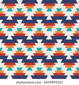 Colorful aztec geometric pattern. Vector colorful geometric zigzag shape seamless pattern aztec southwestern style. Ethnic geometric pattern use for fabric, textile, home decoration elements, etc.