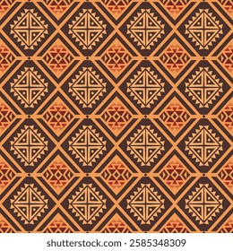 Colorful aztec geometric square grid pattern. Vector aztec southwestern geometric shape seamless pattern. Ethnic geometric pattern use for fabric, textile, home decoration elements, upholstery, etc.