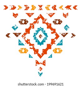 Colorful aztec ornament on white geometric ethnic illustration, vector