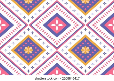 Colorful Aztec pattern Geometric on the tile carpet pillow case, Tribal vector ornament. Seamless African Moroccan. 