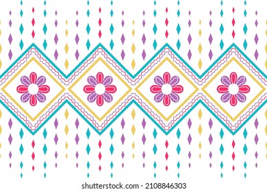 Colorful Aztec seamless pattern. Geometric on the tile carpet pillow case, Tribal vector ornament. 