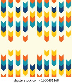 Colorful Aztec style geometric vertical arrows on cream background seamless pattern.