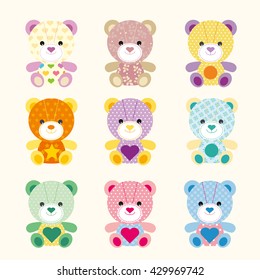oso bebé colorido con un patrón diferente