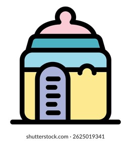Colorful baby bottle icon symbolizing infant nutrition and childcare, perfect for projects related to baby products and parenting
