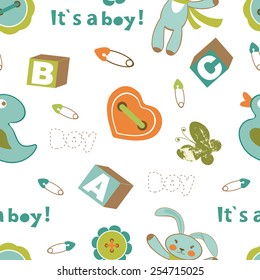 Colorful baby boy seamless pattern. vector illustration