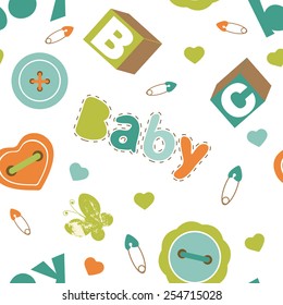 Colorful baby boy seamless pattern. vector illustration