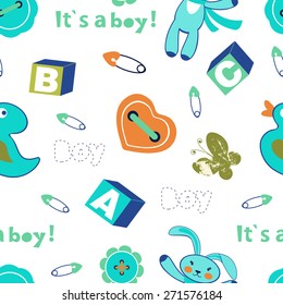 Colorful baby boy seamless pattern
