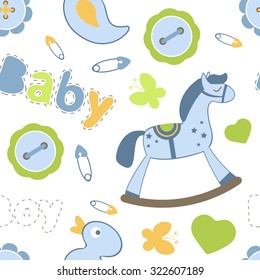 Colorful baby boy seamless pattern. vector illustration