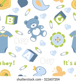 Colorful baby boy seamless pattern. vector illustration