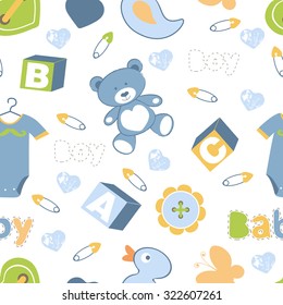 Colorful baby boy seamless pattern. vector illustration