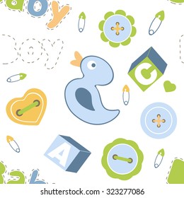 Colorful baby boy seamless pattern. vector illustration