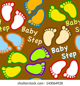 colorful baby footsteps brown seamless pattern