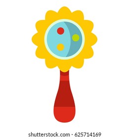 Colorful baby rattle icon flat isolated on white background vector illustration
