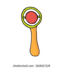 Colorful baby rattle icon in vector. Flat baby rattle illustration in vector