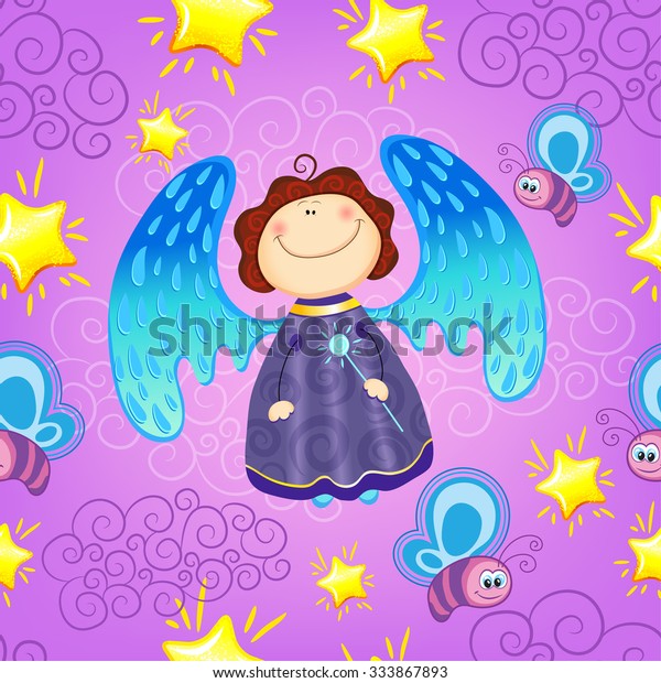 Colorful Baby Seamless Pattern Fairies Angels Stock Vector