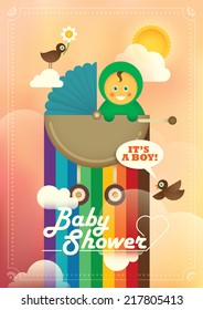 Colorful baby shower illustration. Vector illustration.