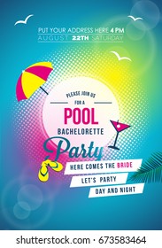 Colorful Bachelorette Pool Party Invitation Card