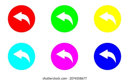 Colorful Back arrow icon. Design vector sign symbol. Flat design style. Vector icon on white background