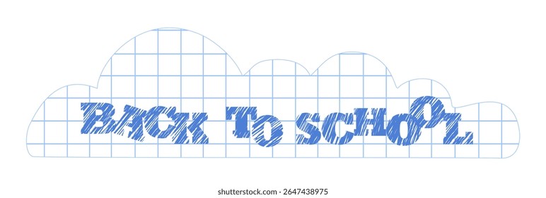Colorful back to school design featuring blue grid clouds and bold letters creating an inviting atmosphere for students returning to school after summer break
