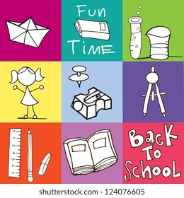 Colorful Back To school Icons. Vector illustration