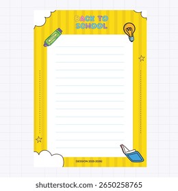 Plantilla de página alineada colorida de regreso a la escuela con iconos de Educación