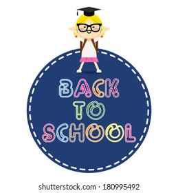 Colorful back to school message with school children