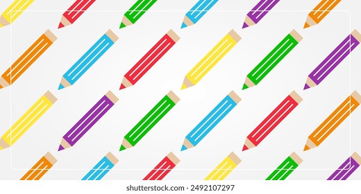 colorful back to school seamless pattern background with pencil icons. design for banner, poster, greeting card, social media.