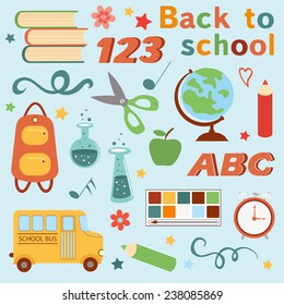 Colorful back to school set. Vector illustration