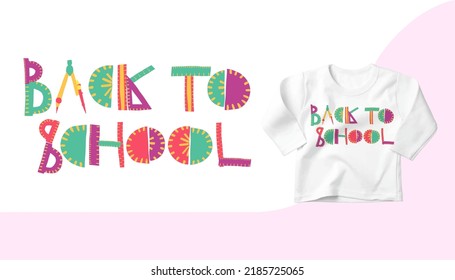 Colorful Back to school text from Ruler,Semi Circle, Set Square, Student Supplies for Back to school theme background, Isolated on White Background