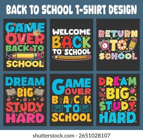 Colorful back to school t-shirt designs vector