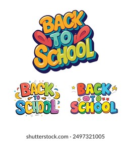 Colorful Back to School typography Lettering Illustration